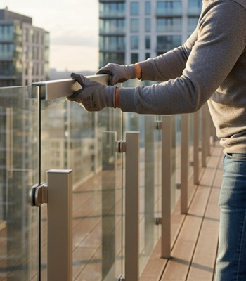 Mann hält Alu U Profil