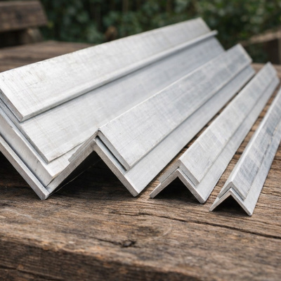 Alu Winkelprofile nebeneinander auf Tisch