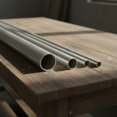 Alurohre nebeneinander auf Tisch