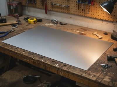 Blechtafel auf Tisch