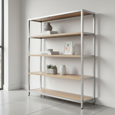 Vierkantrohre aus Aluminium in Regal verbaut