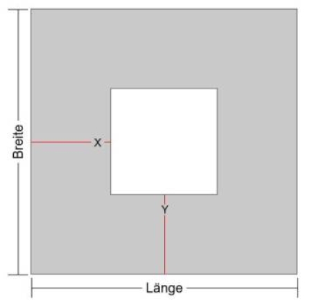 Laserschneiden Rechteck mit rechteckigem Ausschnitt